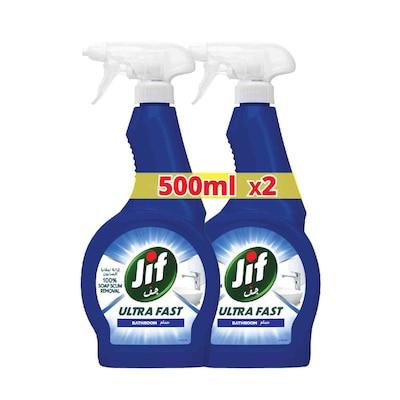 Jif Ultra Fast Cleaner Spray Bathroom, 500ml Pack of 2